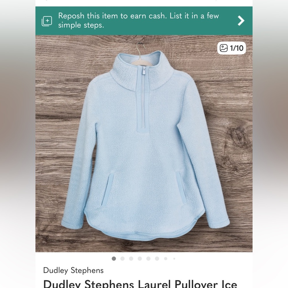 Dudley Stephens Laurel Pullover Ice Blue Sherpa Fleece XS